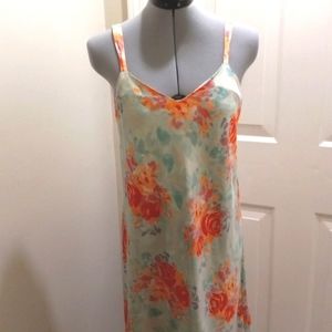 Cabernet  Floral Slip Midi  Satin Dress